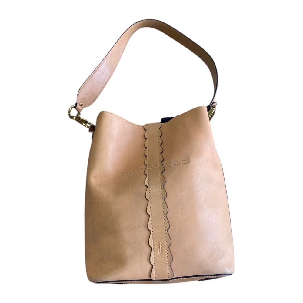 FRYE Ilana Harness Bucket Bag Perforated Leather Western Hobo Tan Women's Purse